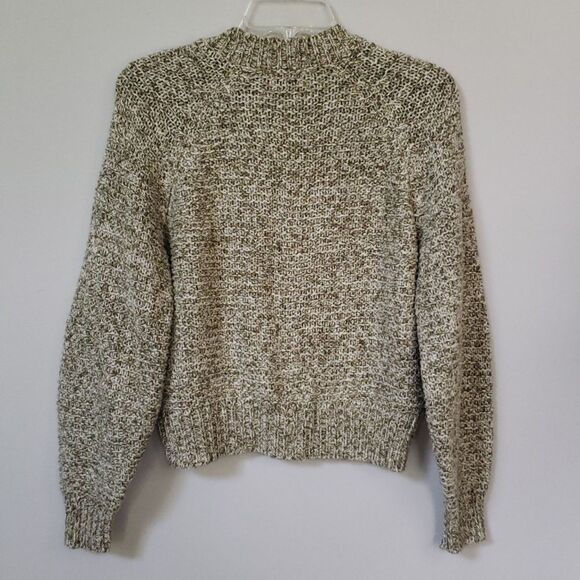 Universal Thread Cardigan Women's S Green Heather Cropped Cableknit Sweater - Picture 3 of 6